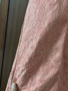 Peach Dress with Lace Sleeves