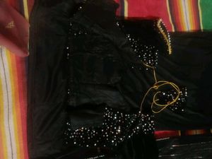 Stunning Black Sequin Saree with Blouse