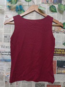 Burgundy Floral Applique Tank