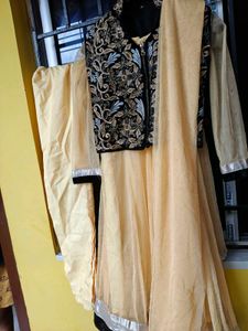 Elegant Beige Embroidered Anarkali Suit