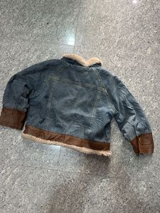 Denim Jacket with Faux Fur Collar