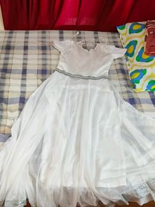 White Flared Anarkali Gown..price Drop