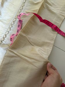 ✨ Golden Grace – Handcrafted Raw Silk Kurta in XL