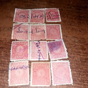 12 Vintage Revenue Stamps