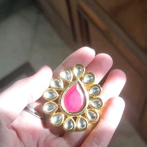 Adjustable Kundan Ring With Back Meenakari