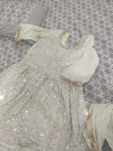 A Light green Sharara suit