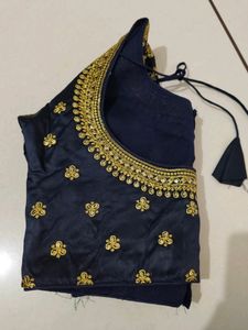Navy Blue Beautiful Embroidery Design Blouse
