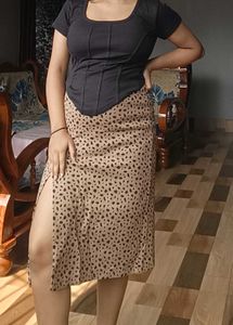 Animal Print Midi Skirt and top