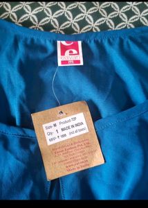 Blue Ruffled Sleeve Top