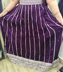 Purple Embellished Lehenga Set With Heavy Cannes