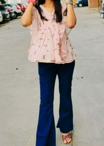 Winged Net Sleeve Top