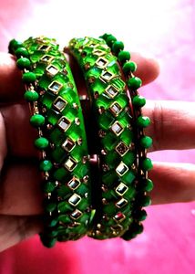 Green Beaded Bangle Set