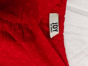 Red Sweetheart Neck Top For Women