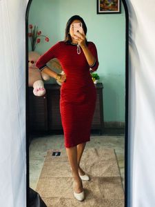Striped Bodycon Midi Dress