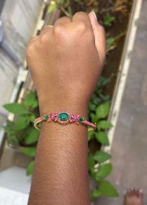 Emerald &amp; Pink Stone Bracelet