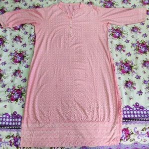 Baby Pink Printed Kurti For Women