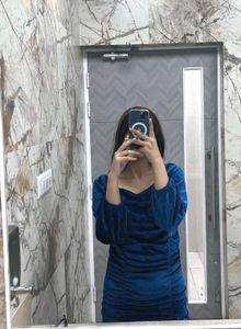 Bodycon Velvet Blue Dress Classy