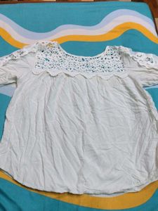 White Lace Detail Blouse