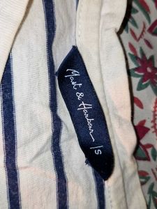 Mast Harbour White Navy Blue strip tee w lace trim