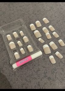 Reusable French Manicure Nail Extensions- 23 Piece