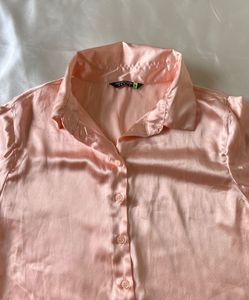 Tokyo Talkies Peach Satin Shirt