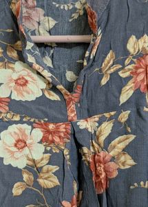 Powder Blue Floral Crop Top