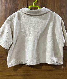 Cute Bear Applique crop shirt