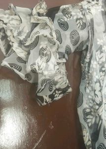 Kurta With Shrug Beautiful Sleeves Black And White