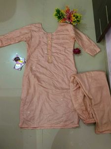 Pink Kurta Set With Freebies