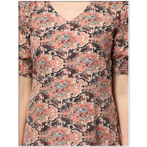 Peach Printed Dress