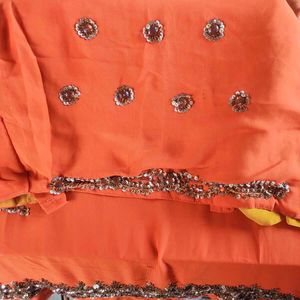 Stone And Sequence Work Sari With Blouse