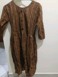 Khadi Cotton Brown Embroidered Kurta