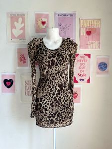 Y2K Chettah  Print Dress With Lining
