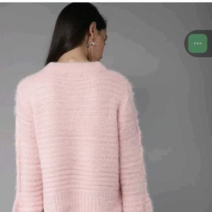 Pink Self Design Sweater