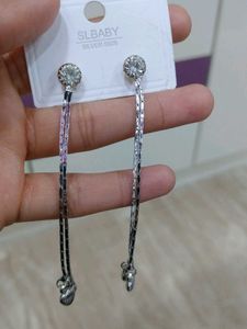 Dangling Heart Silver Earrings