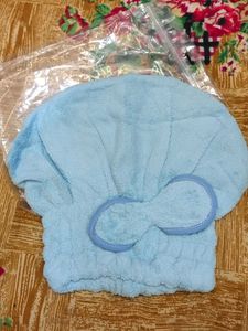 blue hair towel cap