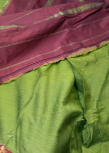 Traditional Soft Cotton Green &amp; Maroon Saree