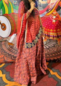 Orange &amp; Blue Indian Lehenga