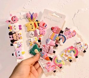 Combo Of 10 Hair Clips For Kids Unicorn Icecream C