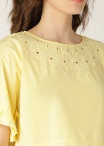 UCB Yellow Solid Styled Back Pure Top
