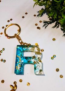 Resin Initial Keychain - R
