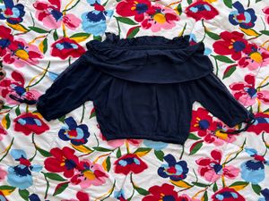Casual Navy Blue Stylish Crop Top