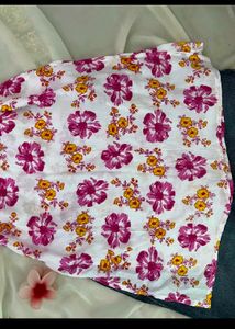 Floral Print White Kurti