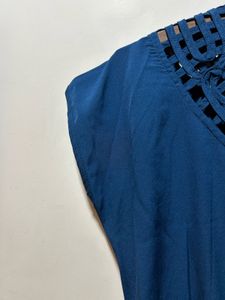 Blue Dress with Cutout Neckline