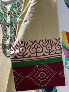 Cotton Kurti With Embroidery And Fabric Work
