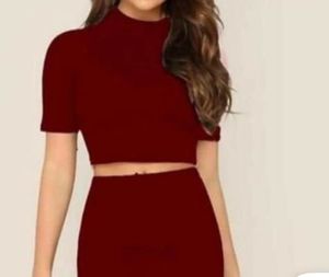 maroon colour Casual cord set