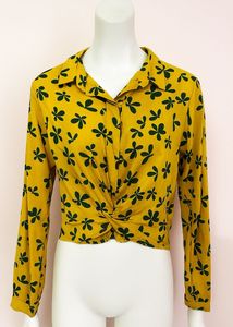 Floral Knot-Front Crop Top