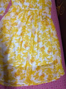 Beautiful yellow printed, Anarkali dress
