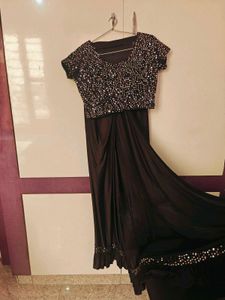 Elegant Black Ready To Wear Saree.