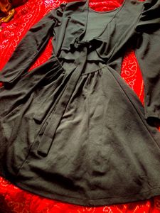 Black Long Sleeve Tie Back Dress/ Western Cut-Out
